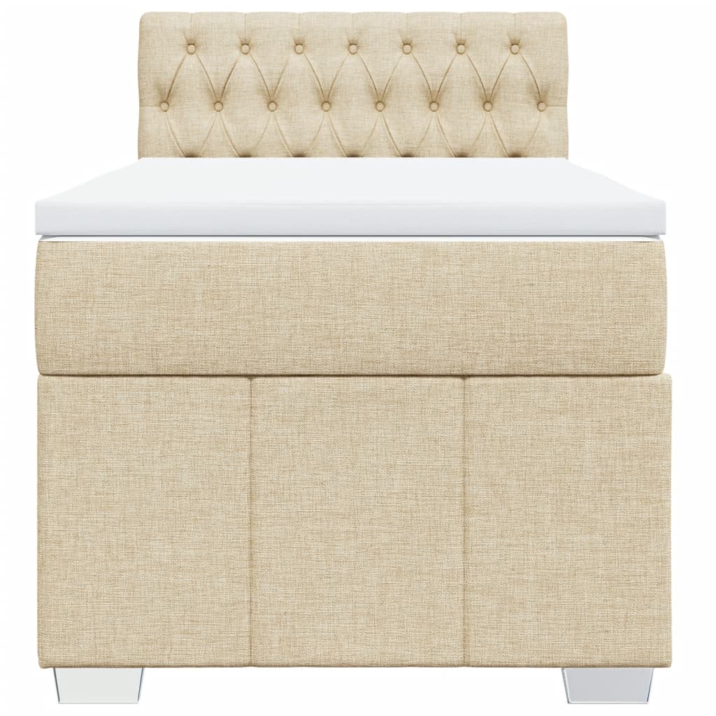 vidaXL Boxspring met matras stof crèmekleurig 100x200 cm, foto 4