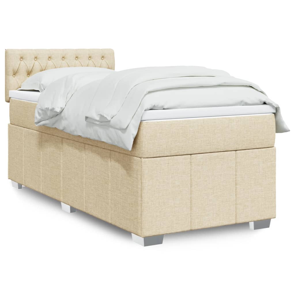 Boxspringbett mit Matratze Creme 100×200 cm Stoff