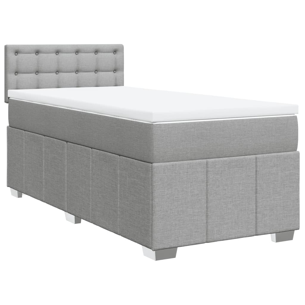 vidaXL Boxspring met matras stof lichtgrijs 100x200 cm grijs, foto 3