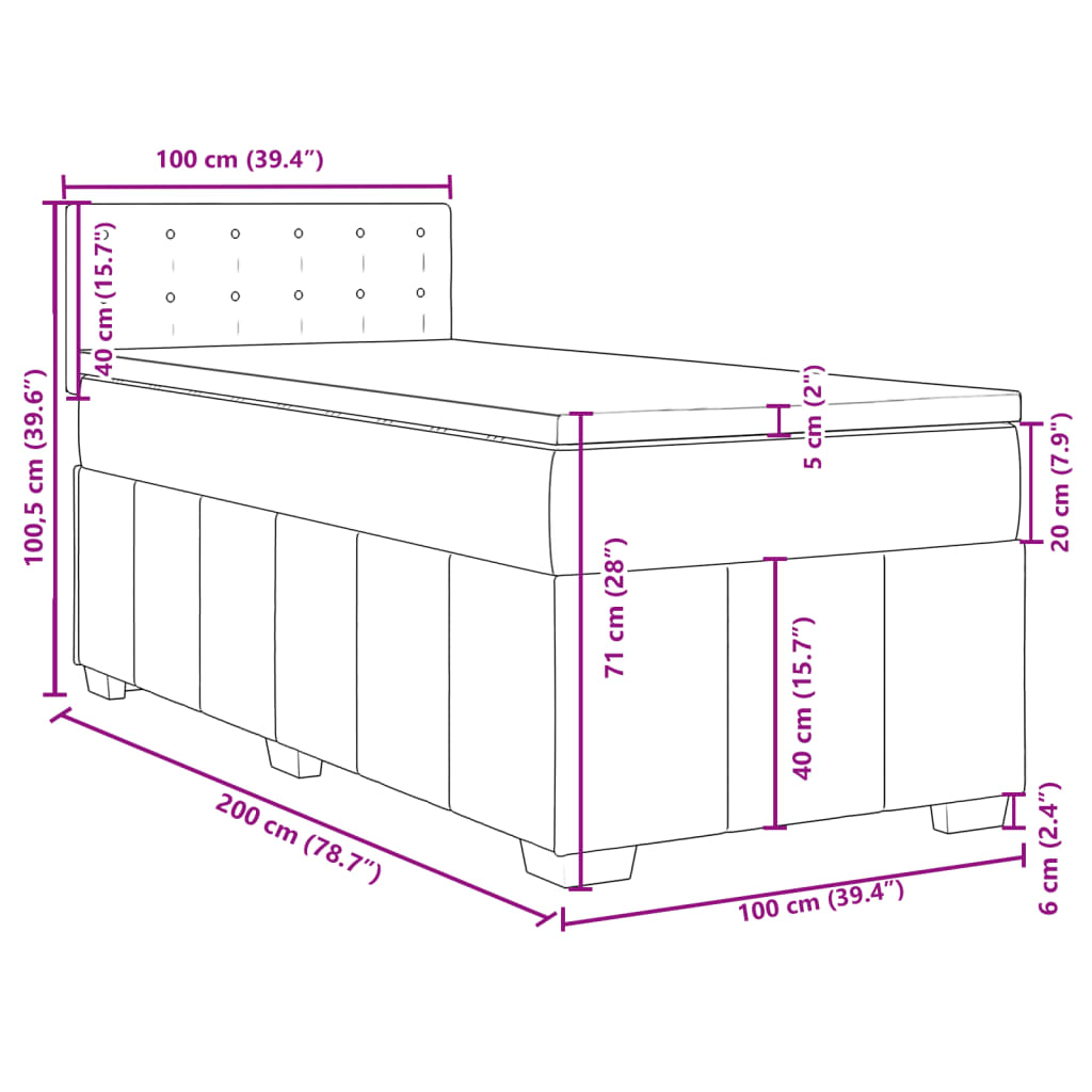 Box spring postel s matrací světle šedý 100 x 200 cm textil - obrázek 13