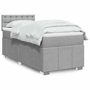 Box spring postelja z vzmetnico svetlo siv 100x200 cm blago