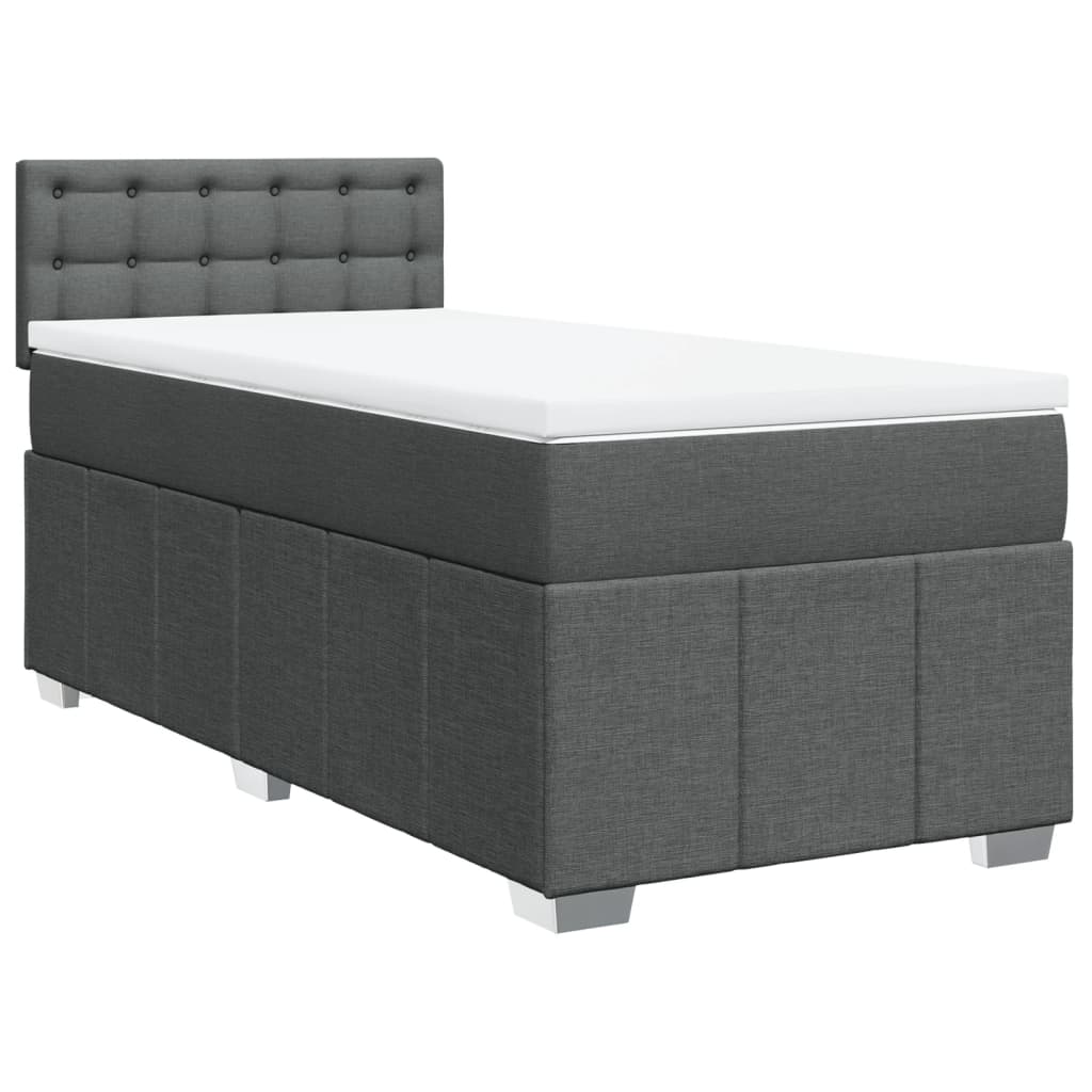 vidaXL Boxspring met matras stof donkergrijs 100x200 cm grijs, foto 3