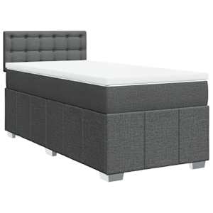 Box spring postel s matrací tmavě šedá 100 x 200 cm textil - obrázek 2