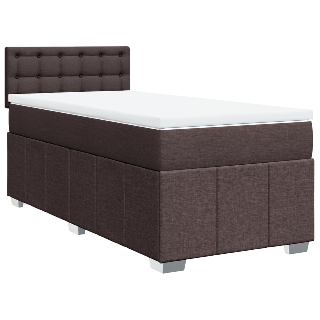 vidaXL Box spring postel s matrací tmavě hnědá 100 x 200 cm textil