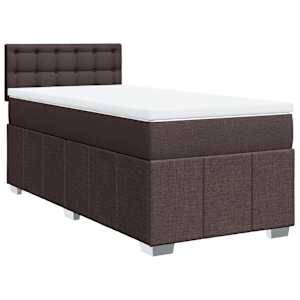 Box spring postel s matrací tmavě hnědá 100 x 200 cm textil - obrázek 2