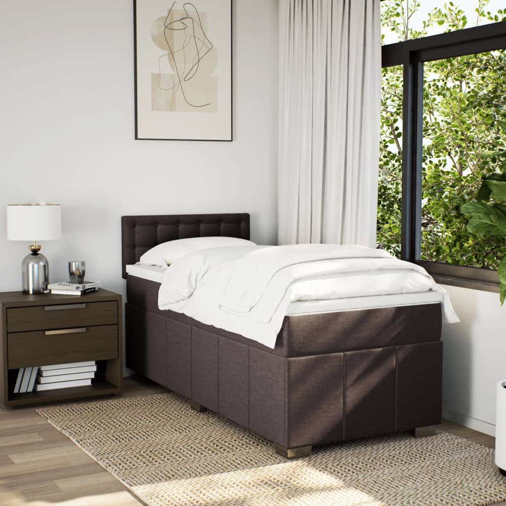 vidaXL Boxspring met matras stof donkerbruin 100x200 cm bruin, foto 2