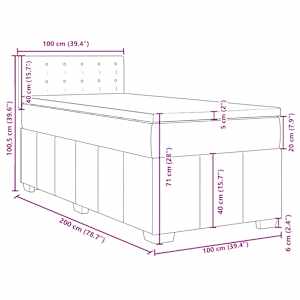 Box spring postel s matrací tmavě hnědá 100 x 200 cm textil - obrázek 13
