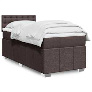 Box spring postel s matrací tmavě hnědá 100 x 200 cm textil - obrázek 1
