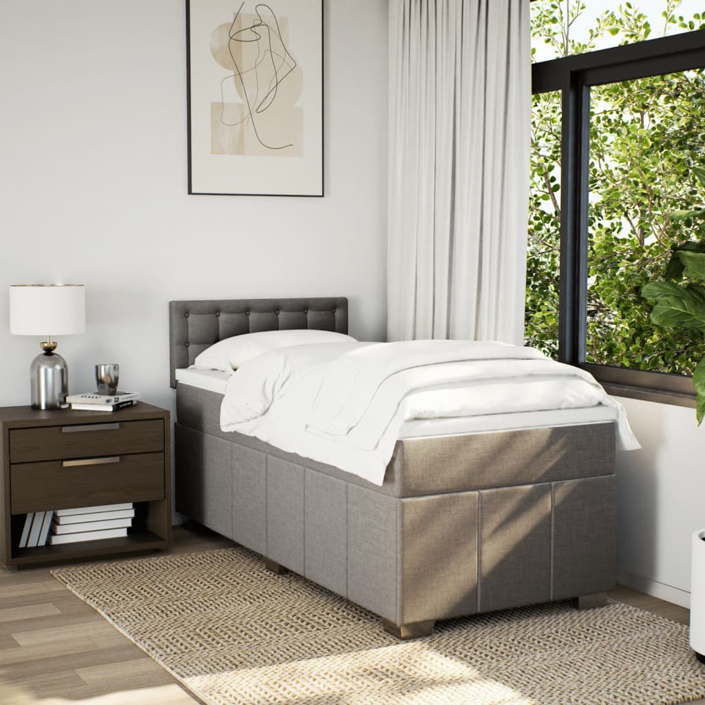 vidaXL Boxspring met matras stof taupe 100x200 cm afbeelding