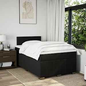 vidaXL Boxspring met matras stof zwart 120x190 cm