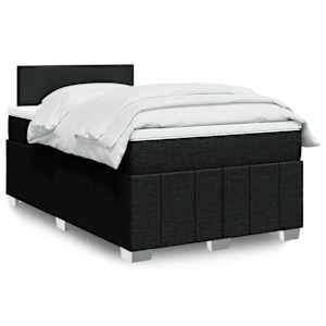 Box spring postelja z vzmetnico črna 120x190 cm blago