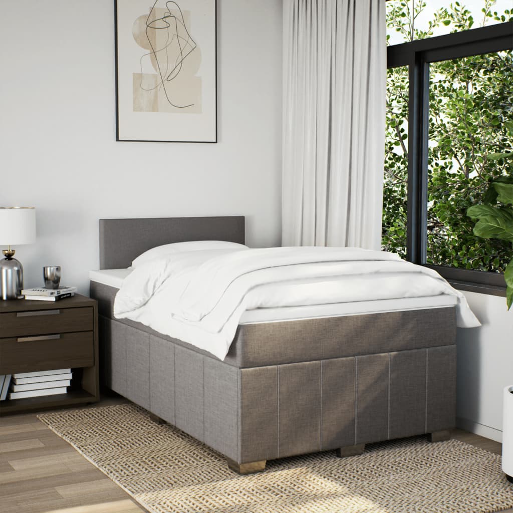 vidaXL Boxspring met matras stof taupe 120x190 cm afbeelding