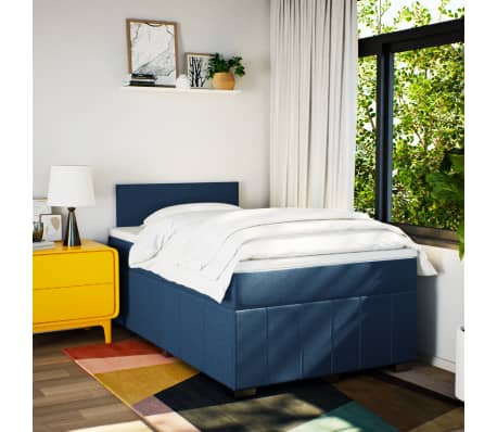 vidaXL Boxspringbett mit Matratze Blau 120x190 cm Stoff