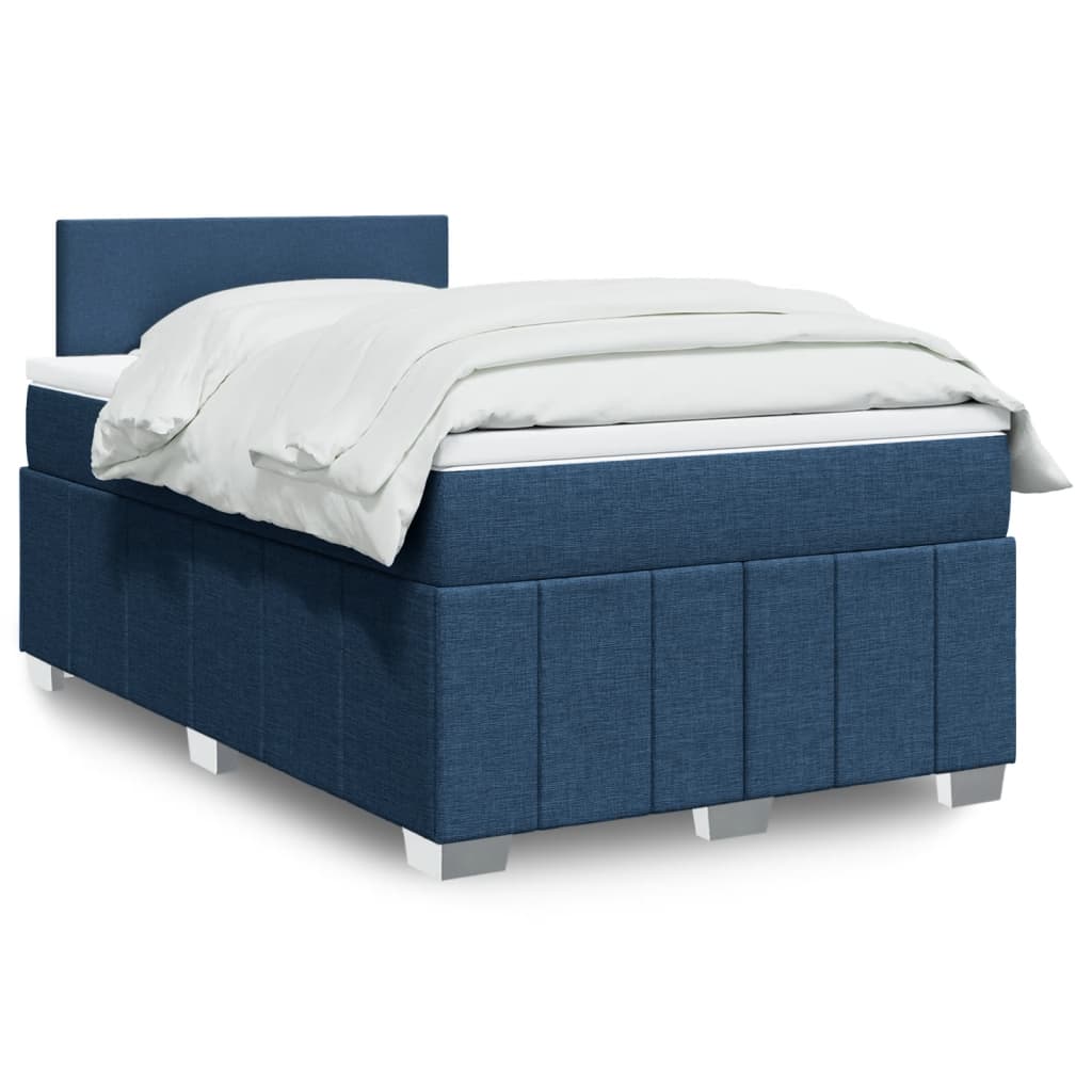 vidaXL Boxspringbett mit Matratze Blau 120x190 cm Stoff