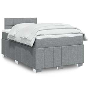 Boxspring postelja z vzmetnico svetlo siva 120x190 cm blago