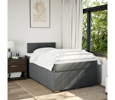 vidaXL Sommier &agrave; lattes de lit avec matelas gris fonc&eacute; 120x190cm tissu