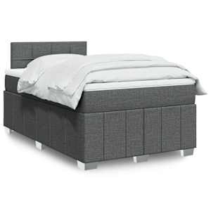 Box spring postelja z vzmetnico temno siva 120x190 cm blago