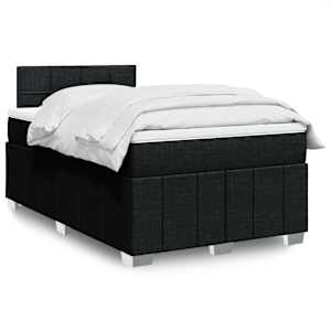 Box spring postelja z vzmetnico črna 120x190 cm blago