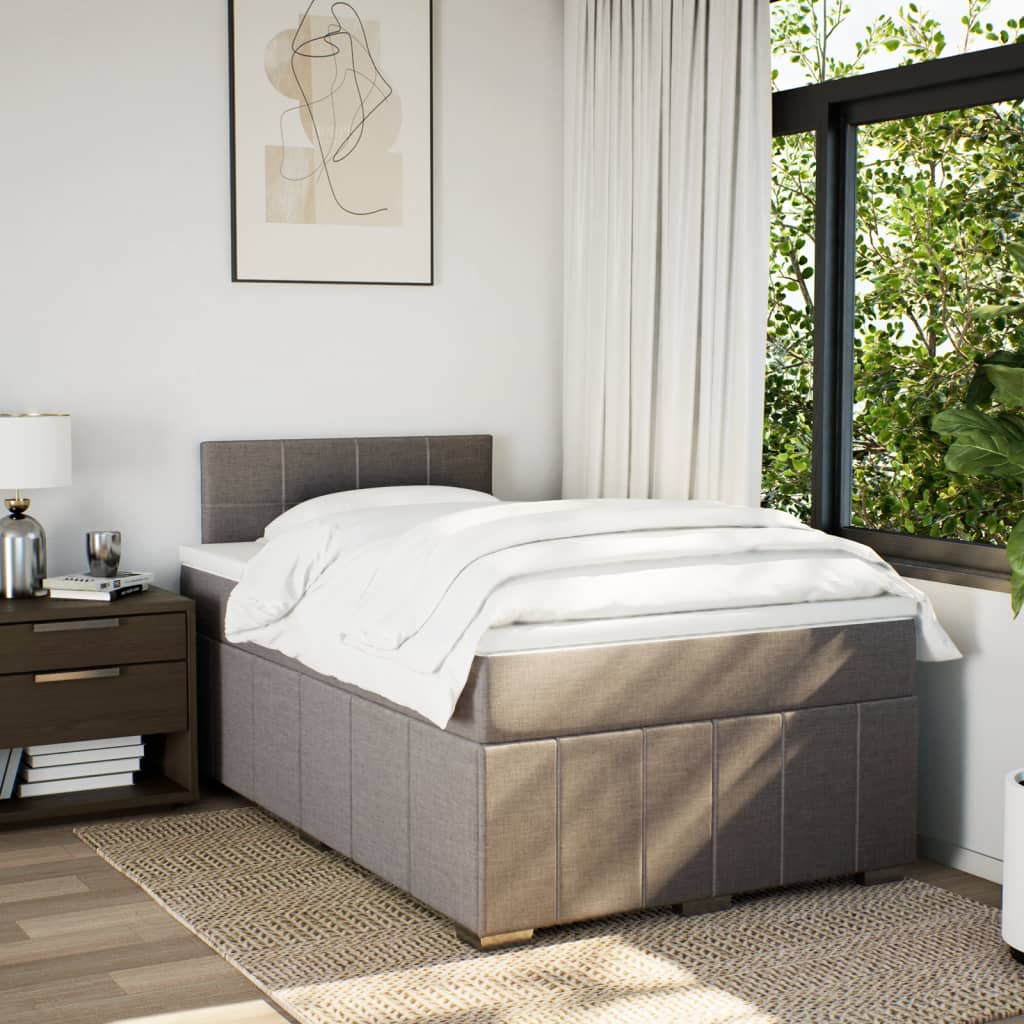 vidaXL Boxspring met matras stof taupe 120x190 cm, foto 2
