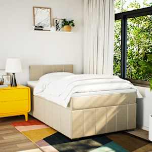 Box spring postel s matrací krémová 120x190 cm textil - obrázek 3