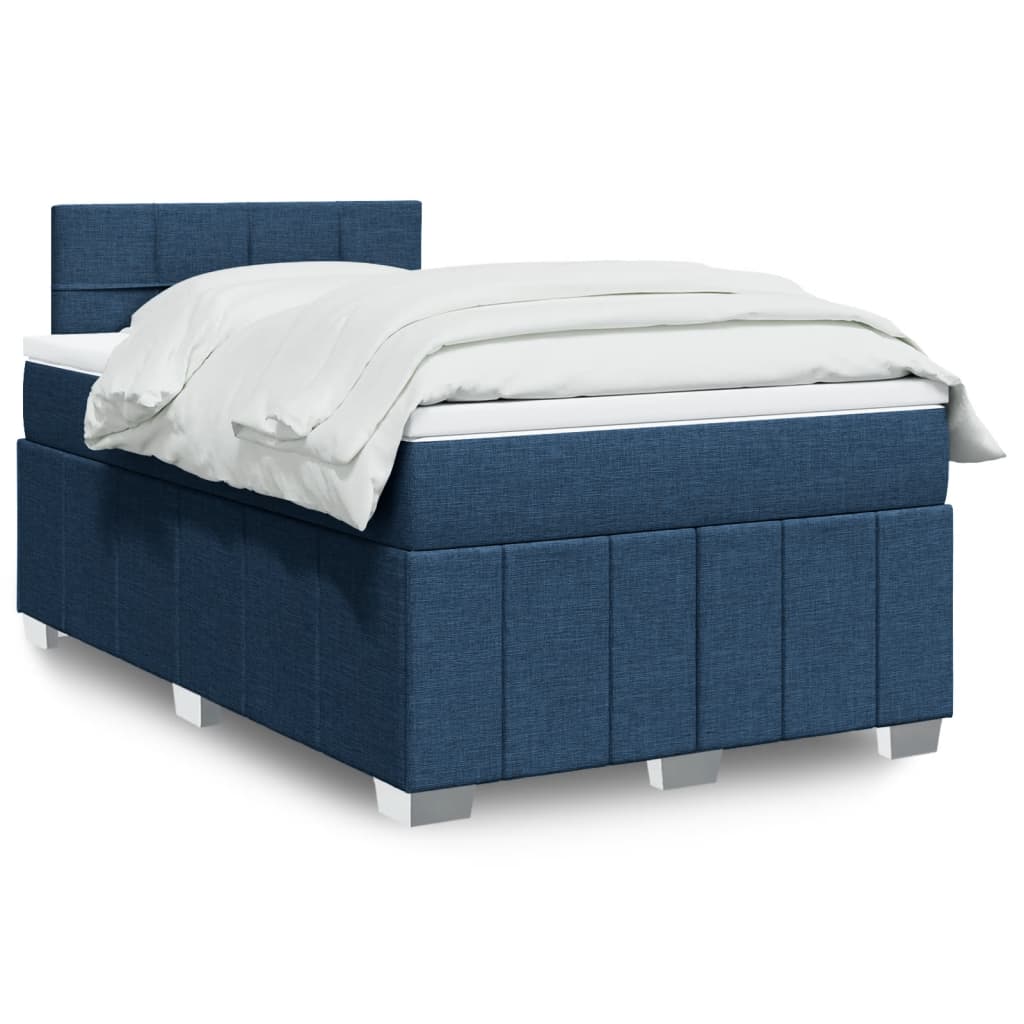 Boxspringbett mit Matratze Blau 120×190 cm Stoff