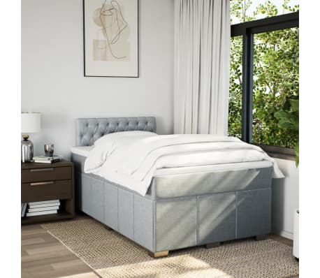 vidaXL Boxspringbett mit Matratze Hellgrau 120x190 cm Stoff