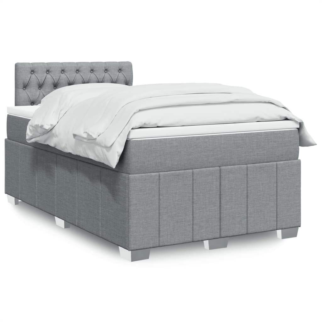 Boxspringbett mit Matratze Hellgrau 120×190 cm Stoff