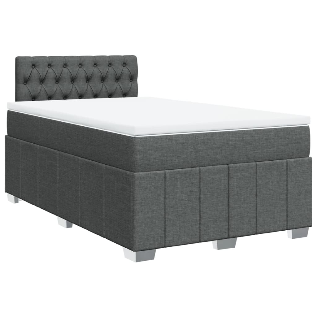 vidaXL Pat box spring cu saltea, gri închis, 120x190 cm, textil