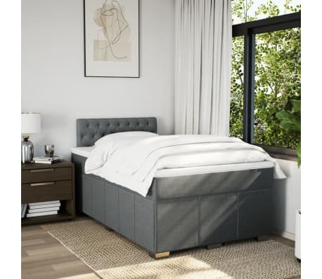 vidaXL Sommier &agrave; lattes de lit avec matelas gris fonc&eacute; 120x190cm tissu