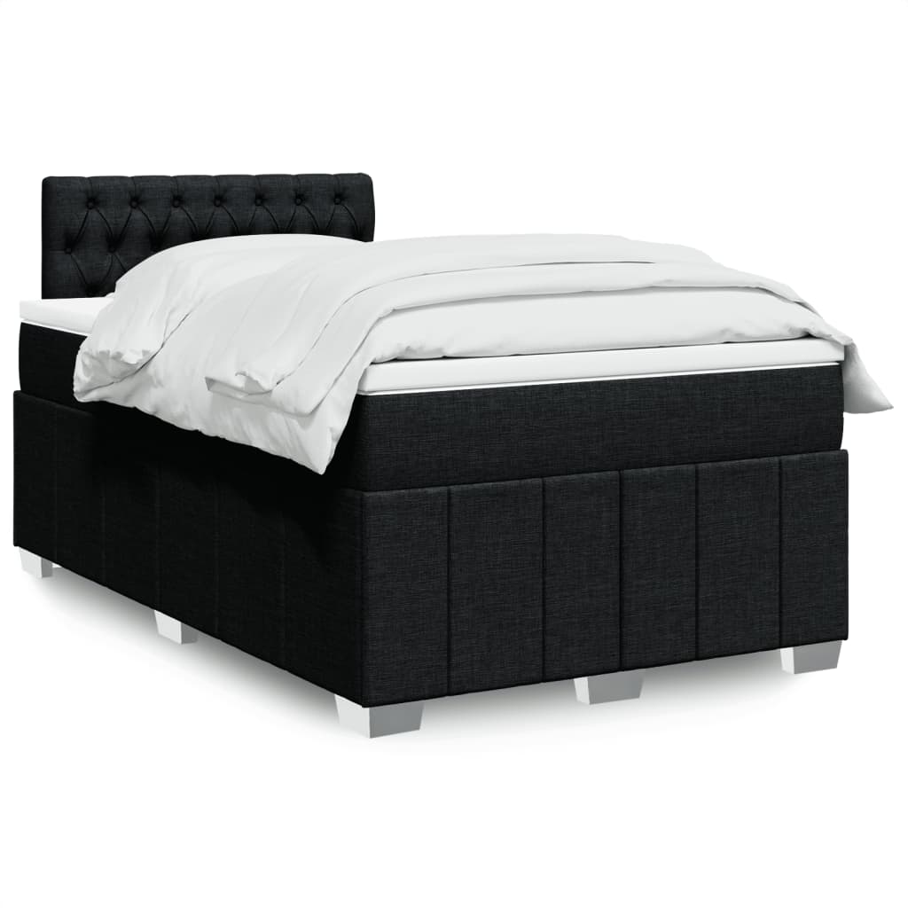 Kontinentalseng med madras og topmadras 120x190 cm stof sort