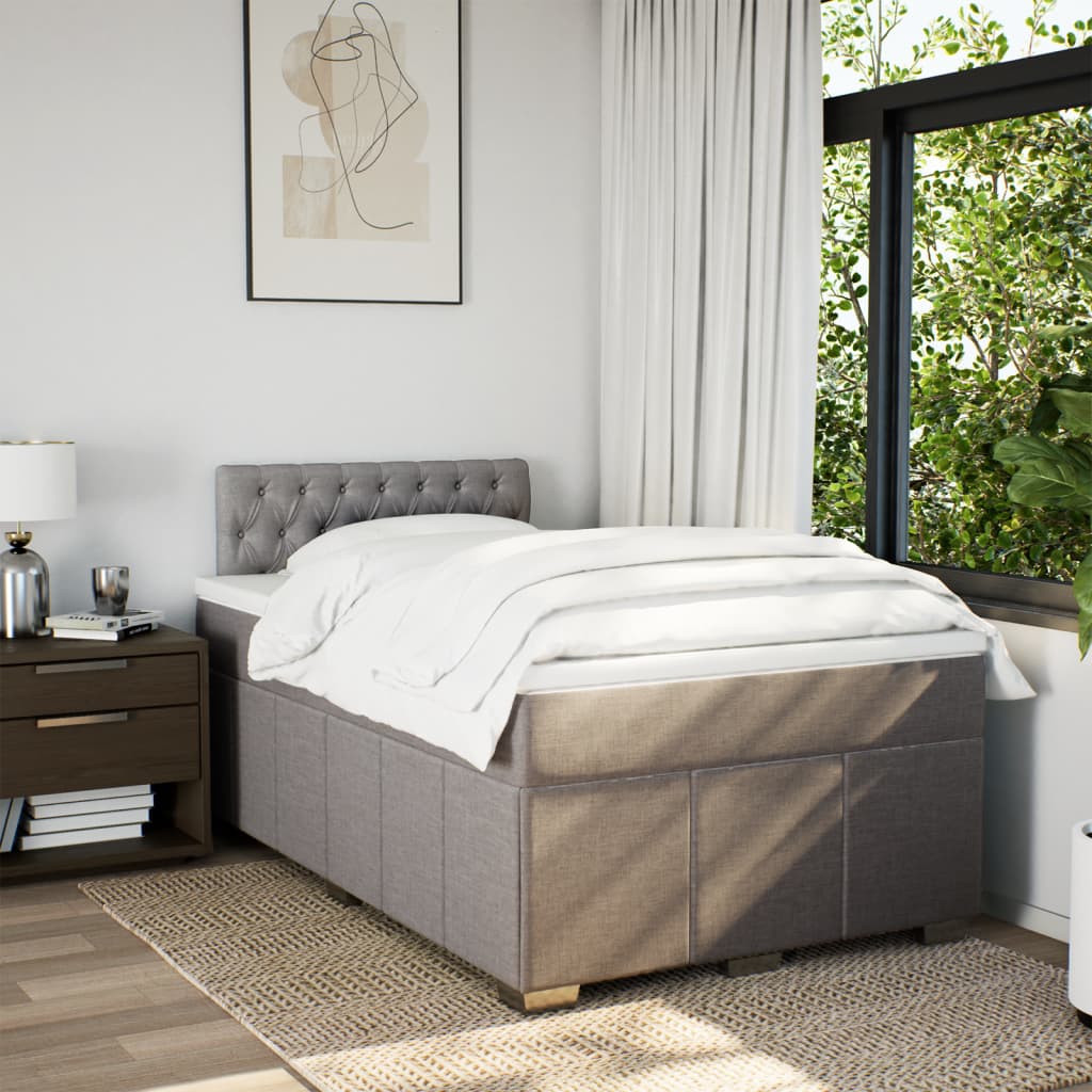 vidaXL Boxspring met matras stof taupe 120x190 cm afbeelding