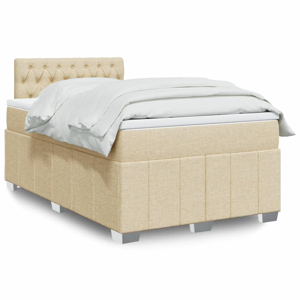 Kontinentalseng med madras og topmadras 120x190 cm - cremefarvet stofseng