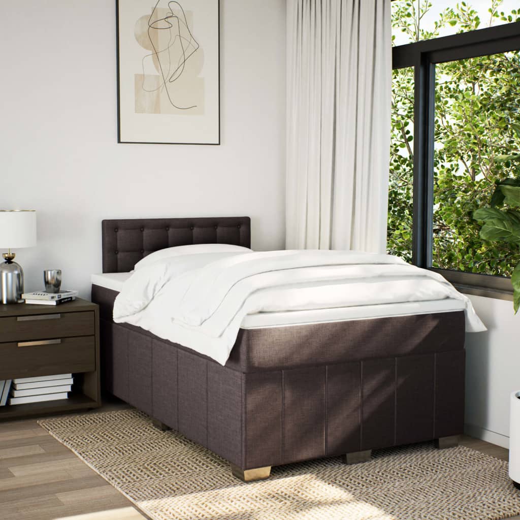 vidaXL Boxspring met matras stof donkerbruin 120x190 cm afbeelding
