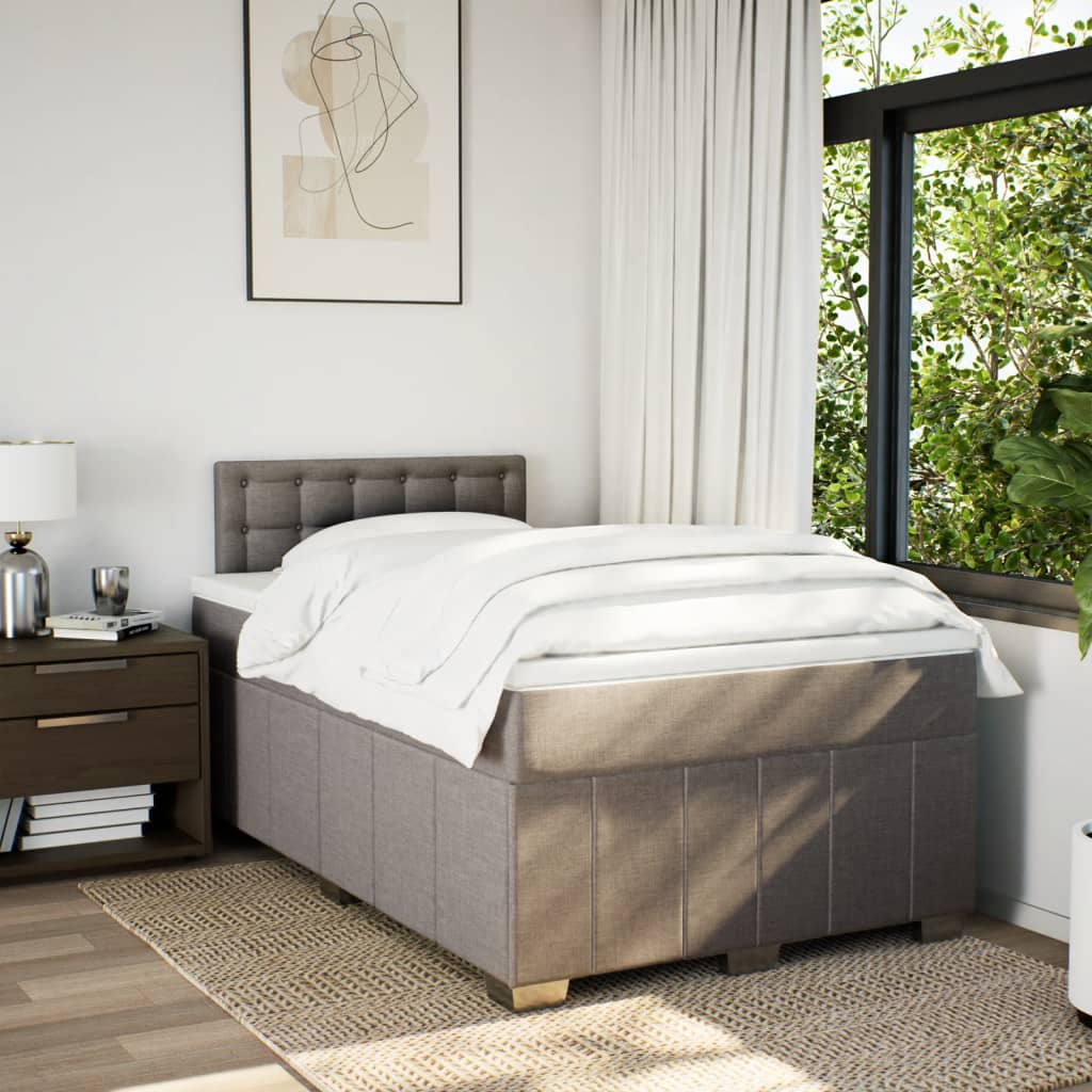 vidaXL Boxspring met matras stof taupe 120x190 cm afbeelding