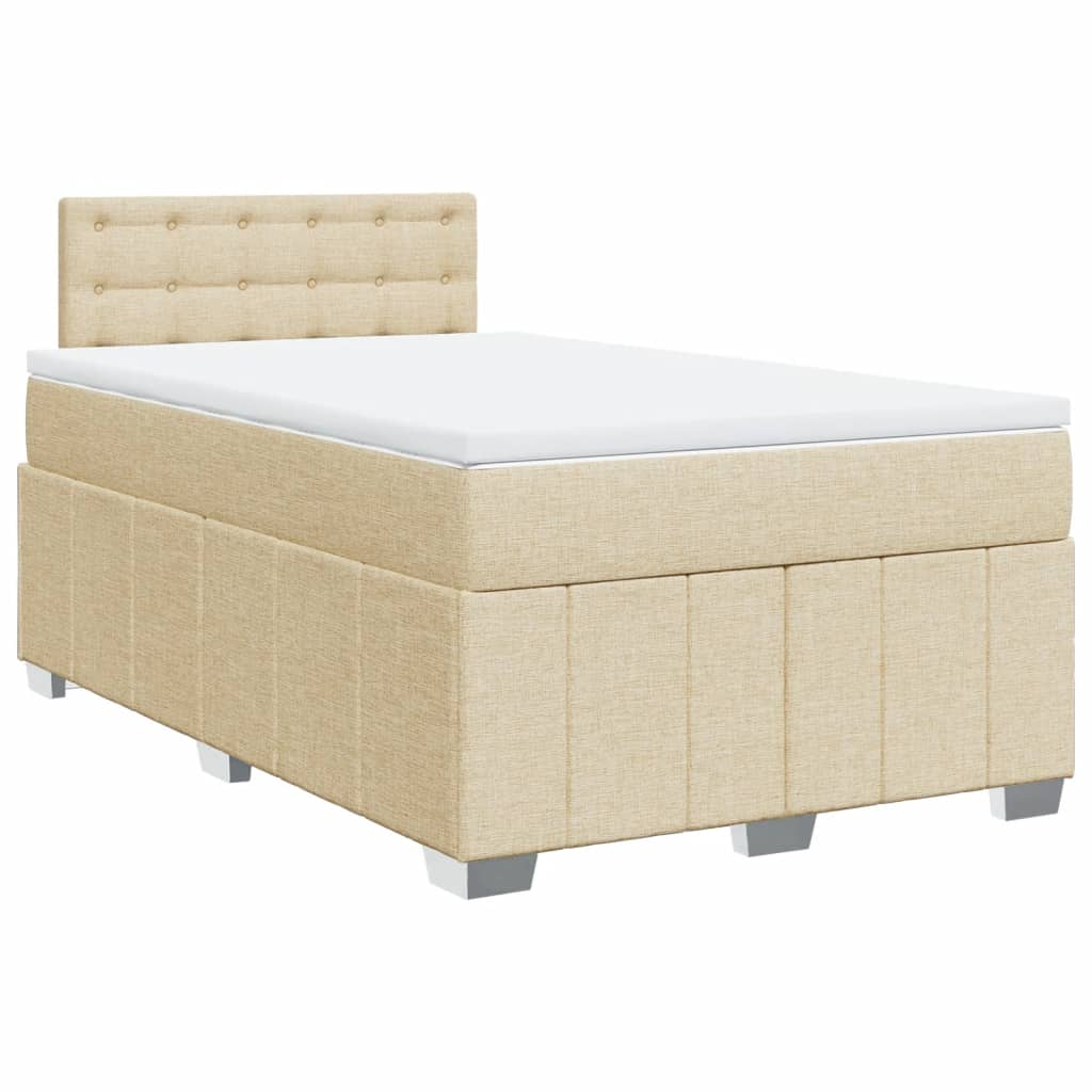 vidaXL Boxspring met matras stof crèmekleurig 120x190 cm, foto 3