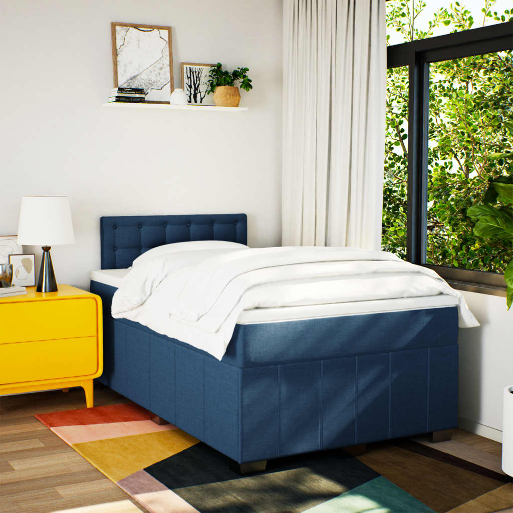 vidaXL Boxspring met matras stof blauw 120x190 cm afbeelding