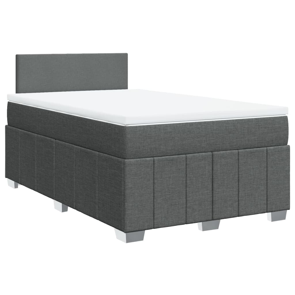 vidaXL Box spring postel s matrací tmavě šedá 120x200 cm textil