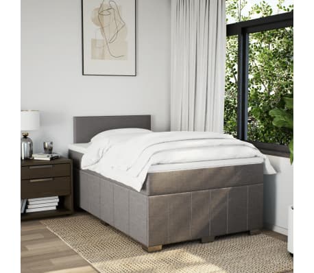 vidaXL Boxspringbett mit Matratze Taupe 120x200 cm Stoff