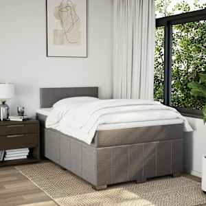 vidaXL Boxspringbett mit Matratze Taupe 120x200 cm Stoff