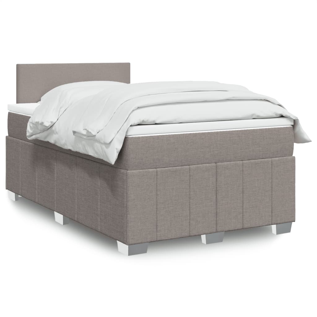 vidaXL Boxspringbett mit Matratze Taupe 120x200 cm Stoff