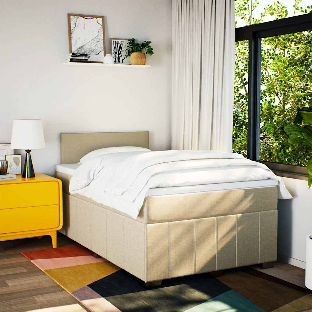 vidaXL Boxspring met matras stof crèmekleurig 120x200 cm afbeelding