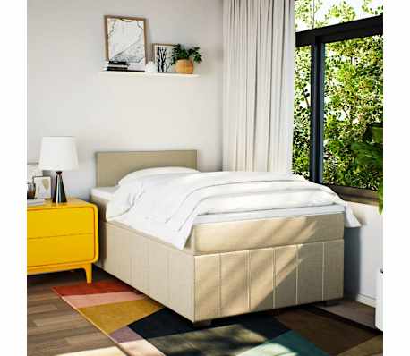 vidaXL Krevet s oprugama i madracem krem 120 x 200 cm od tkanine