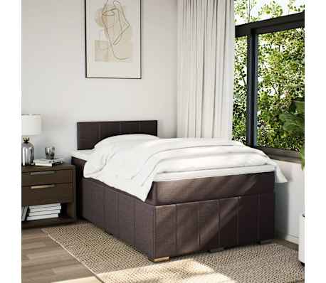 vidaXL Boxspring met matras stof donkerbruin 120x200 cm