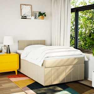 Box spring postel s matrací krémová 120x200 cm textil - obrázek 3