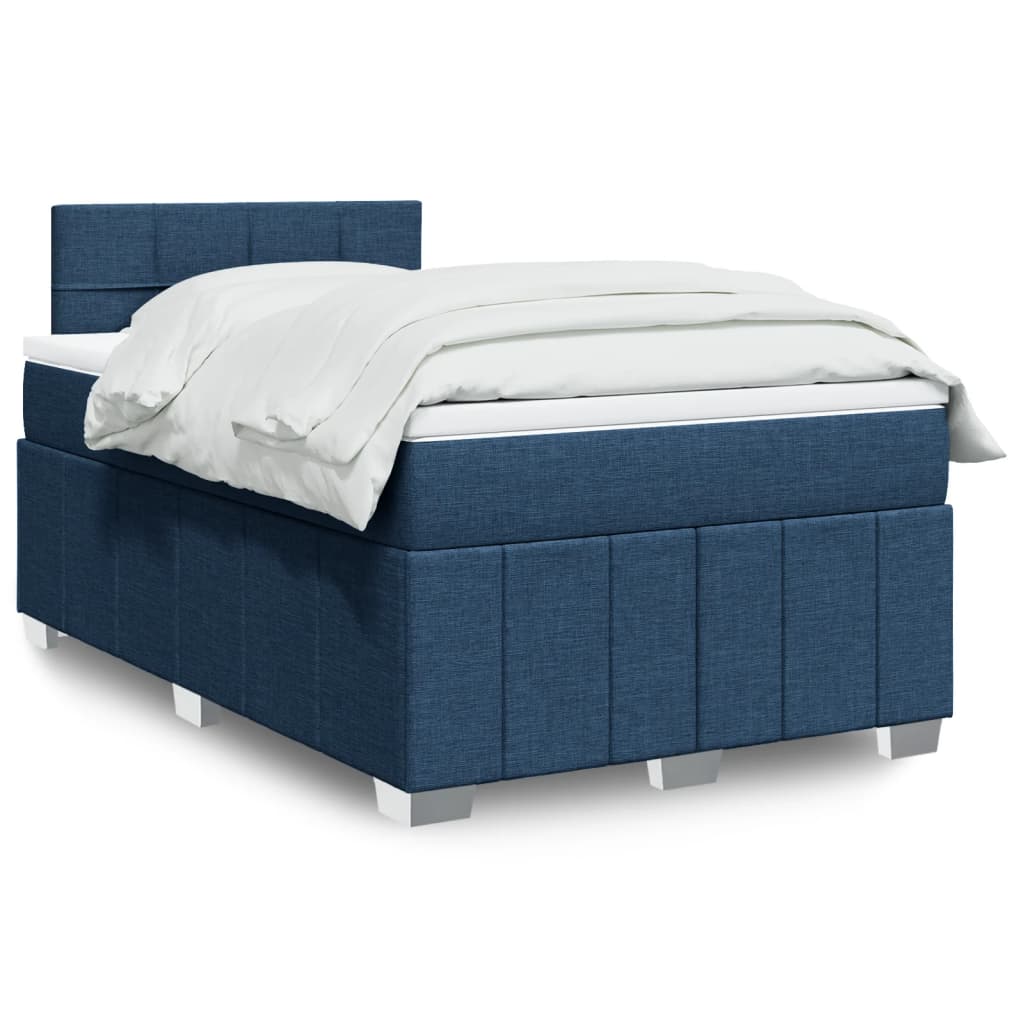 Boxspringbett mit Matratze Blau 120×200 cm Stoff