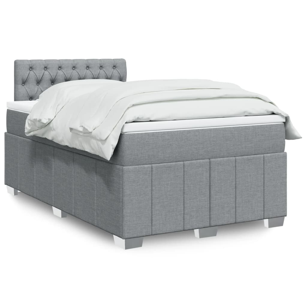 Boxspringbett mit Matratze Hellgrau 120×200 cm Stoff