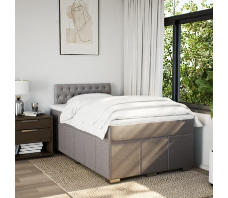 vidaXL Sommier &agrave; lattes de lit avec matelas Taupe 120x200 cm Tissu