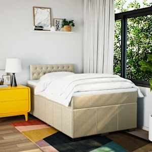 Box spring postel s matrací krémová 120x200 cm textil - obrázek 3