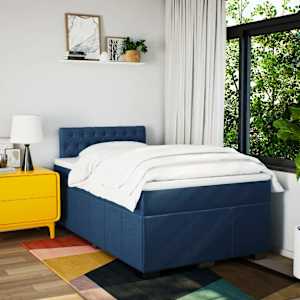 Box spring postel s matrací modrá 120x200 cm textil - obrázek 3
