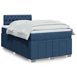 Box spring postel s matrací modrá 120x200 cm textil - obrázek 1